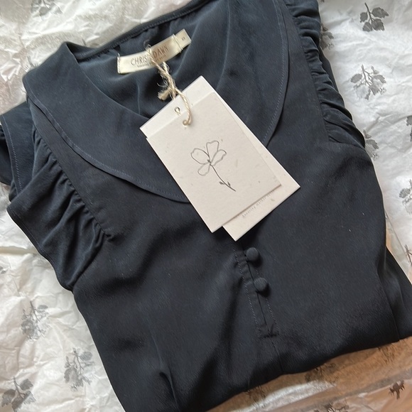 Christy Dawn NWT black short sleeves silk maxi dress XS - Picture 2 of 4